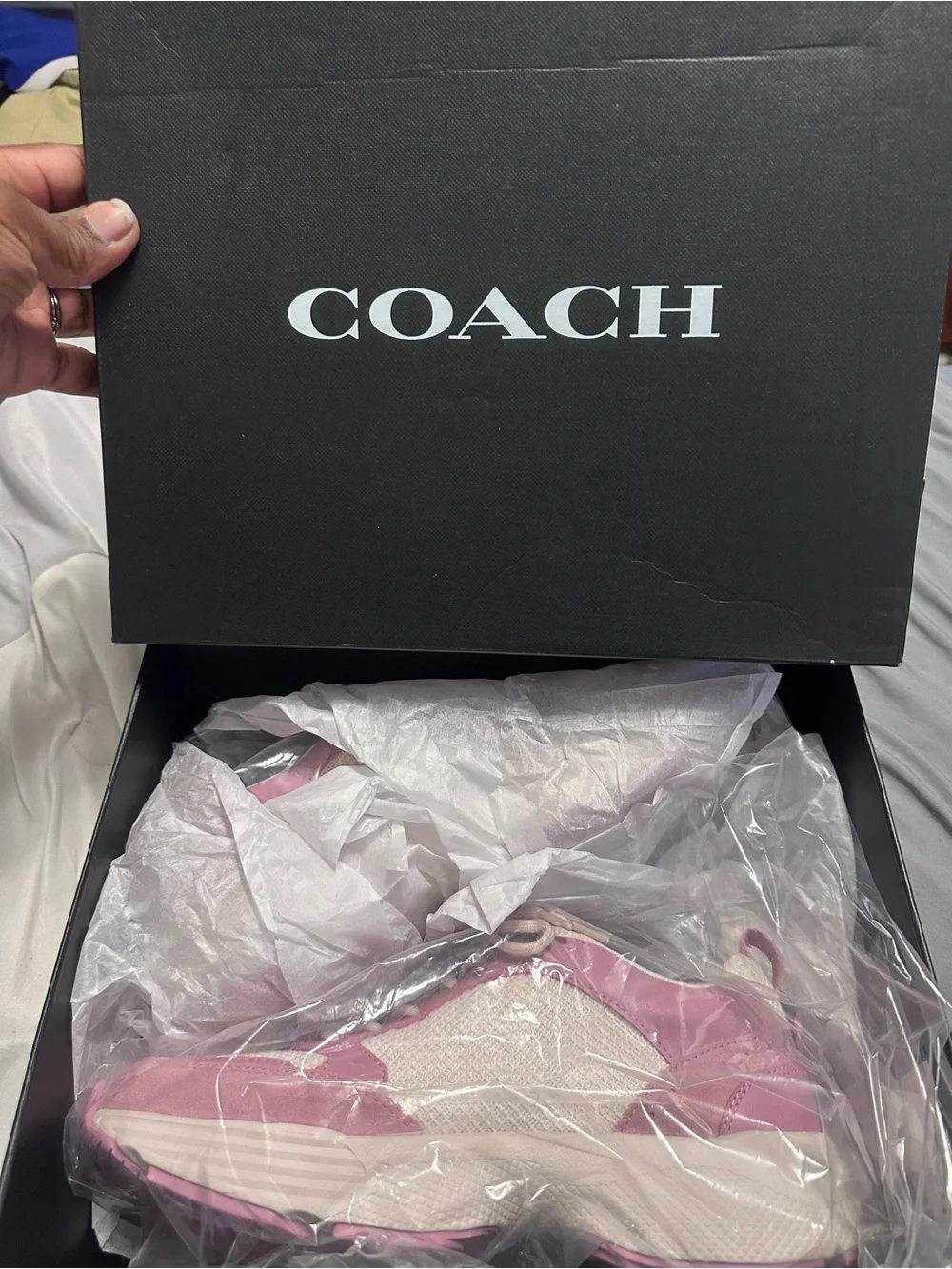 Coach Pink and Cream C275 Sig Tech Sneakers